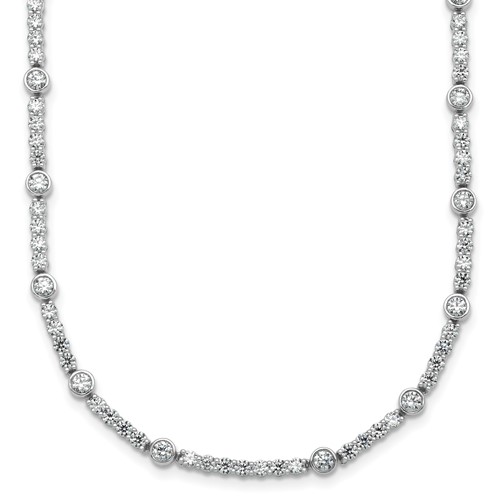 14K White Gold 3.50 Carat Lab Grown Diamond VS+ F+ Complete Fashion Tennis Necklace, 18"