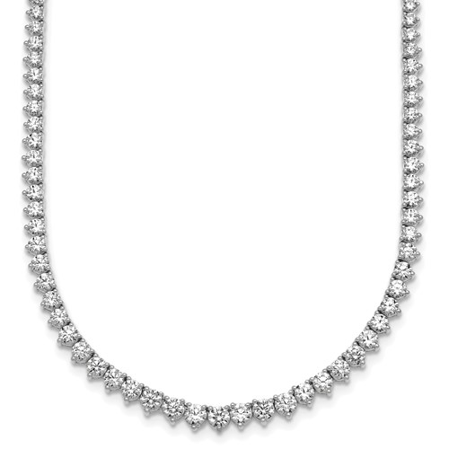 14K White Gold 4 Carat Lab Grown Diamond VS+ F+ Complete Fashion Tennis Necklace, 18"