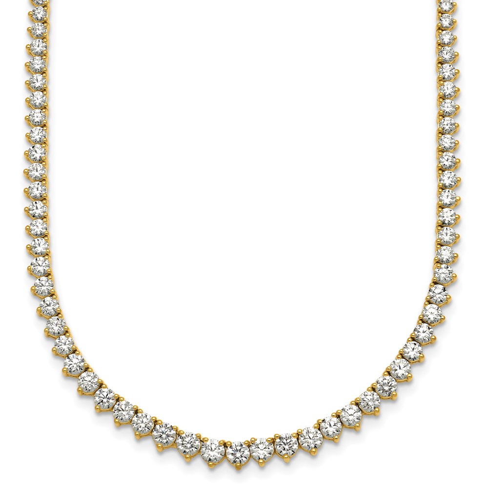 14K Yellow Gold 4 Carat Lab Grown Diamond VS+ F+ Complete Fashion Tennis Necklace, 18"