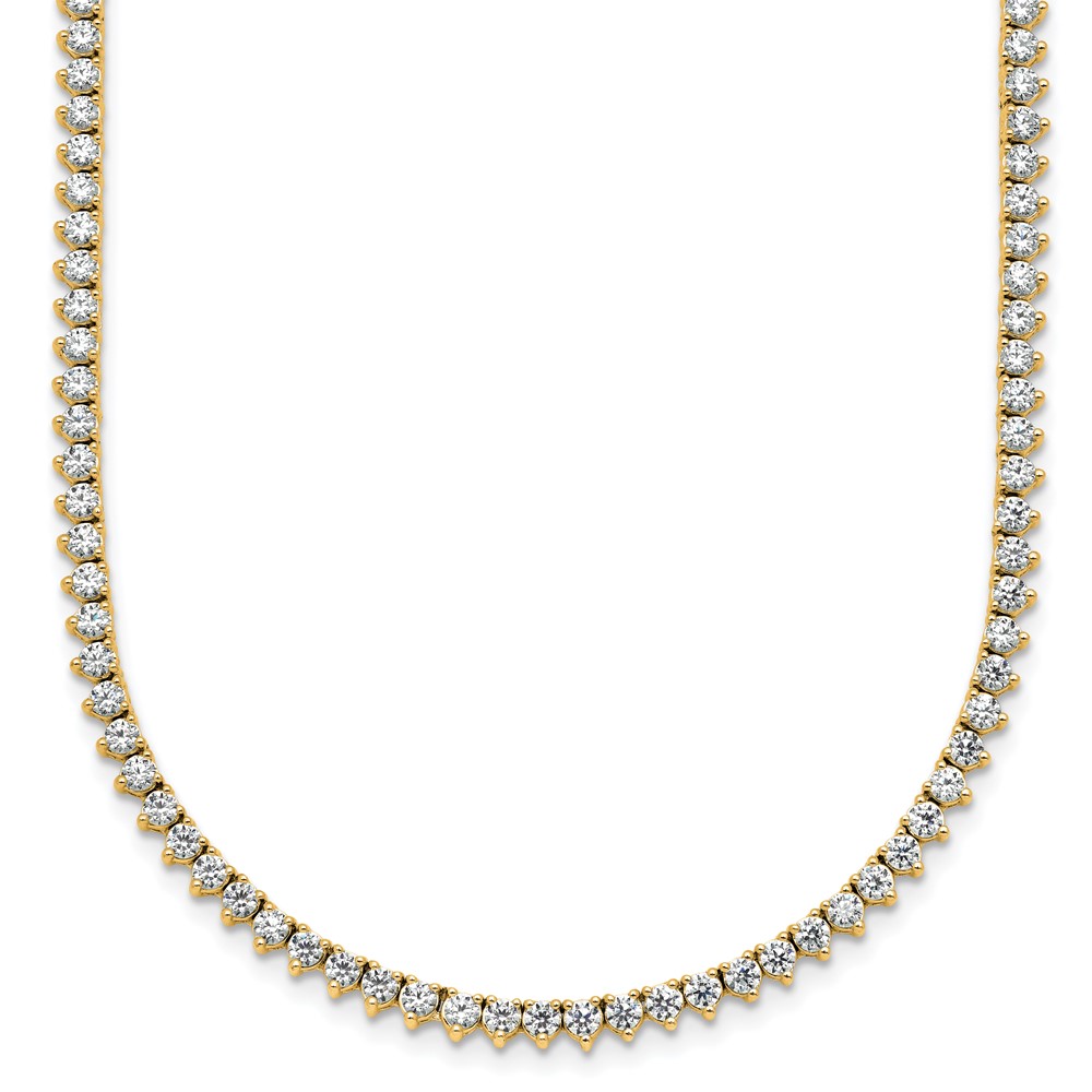 14K Yellow Gold 3.25 Carat Lab Grown Diamond VS+ F+ Complete Fashion Tennis Necklace, 18"