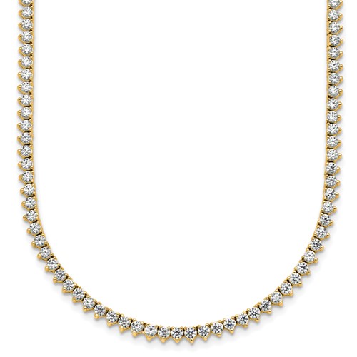 14K Yellow Gold 3.25 Carat Lab Grown Diamond VS+ F+ Complete Fashion Tennis Necklace, 18"