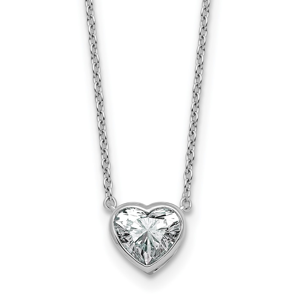 14K White Gold 1 Carat Heart Bezel Pendant Mounting