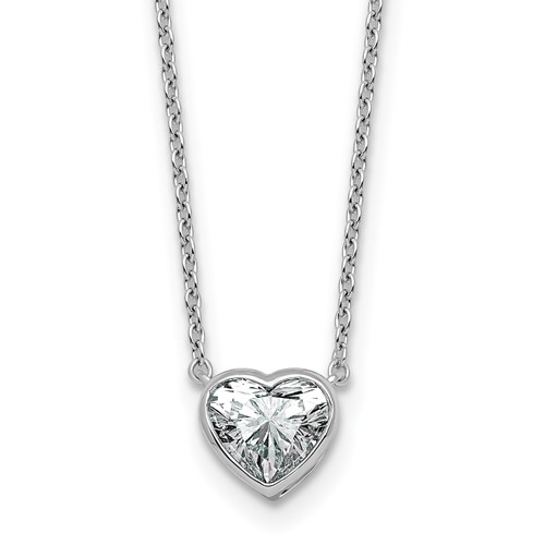 14K White Gold 1 Carat Heart Bezel Pendant Mounting