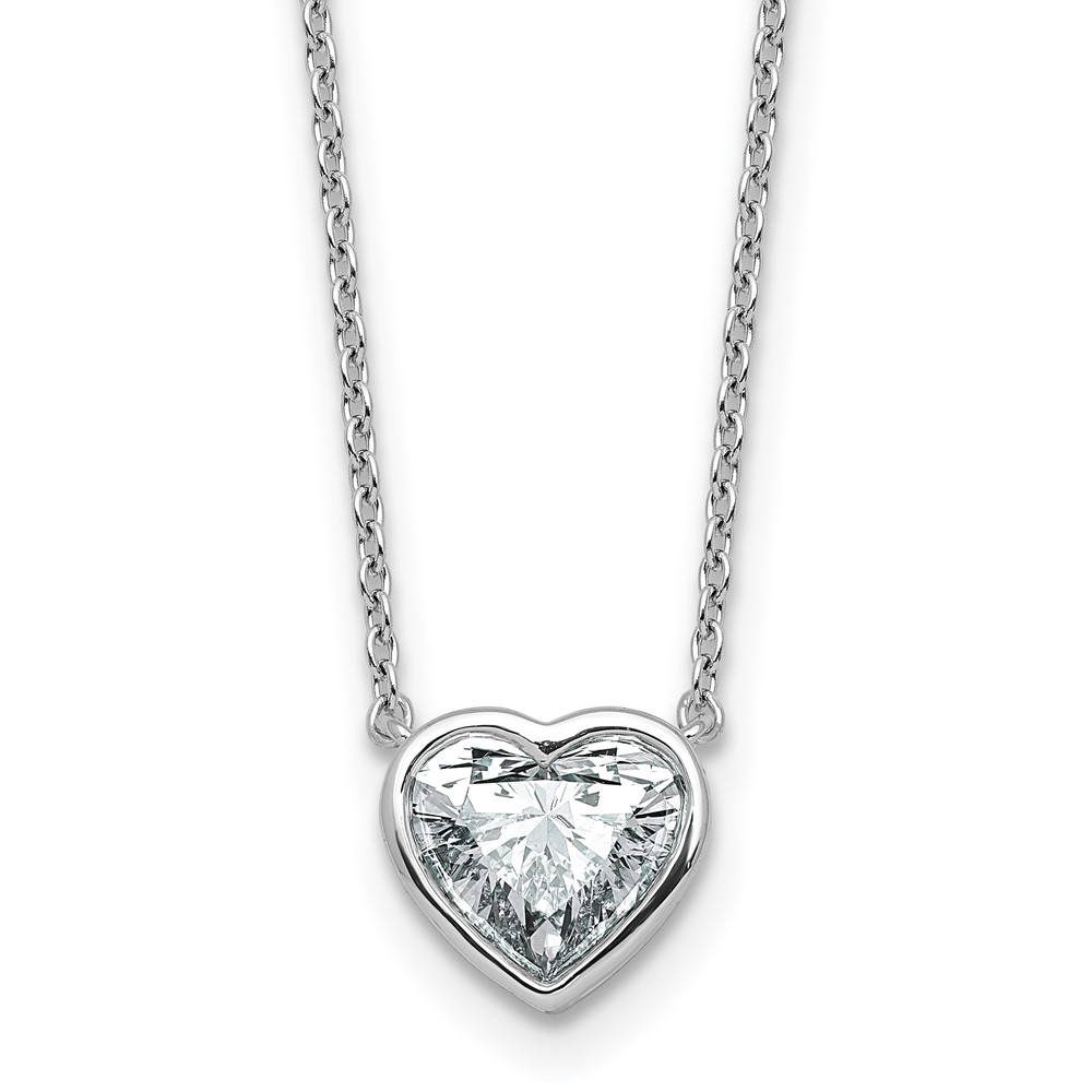 14K White Gold 1.50 Carat Heart Bezel Pendant Mounting