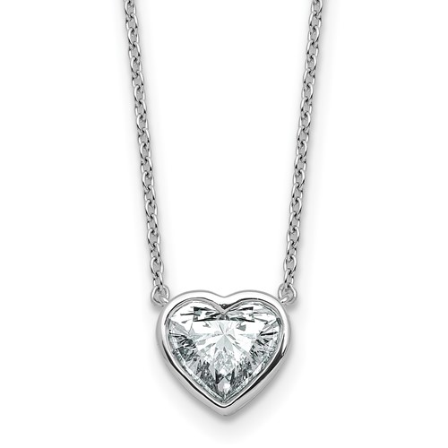 14K White Gold 1.50 Carat Heart Bezel Pendant Mounting