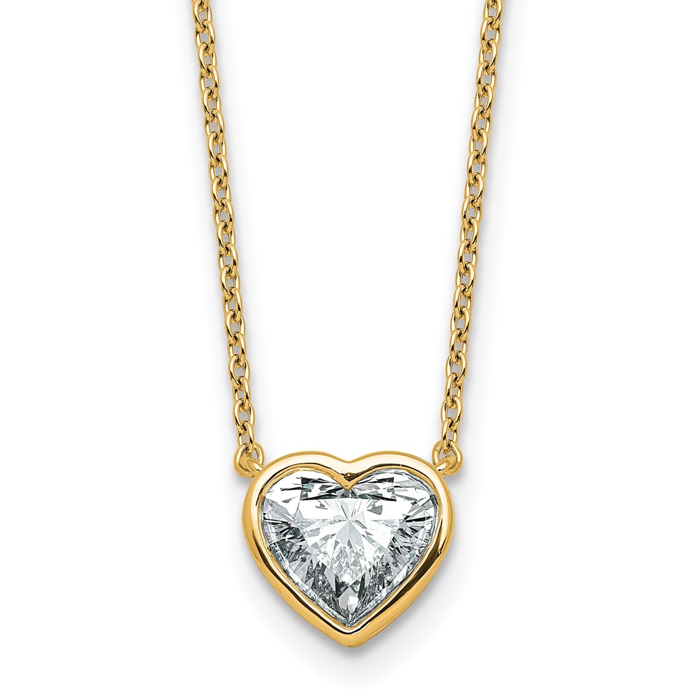 14K Yellow Gold 1.50 Carat Heart Bezel Pendant Mounting