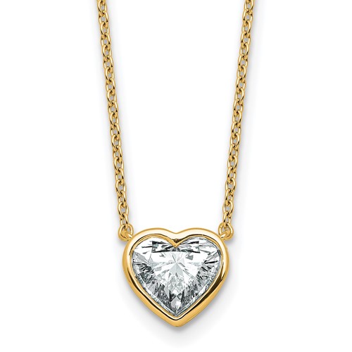 14K Yellow Gold 1.50 Carat Heart Bezel Pendant Mounting