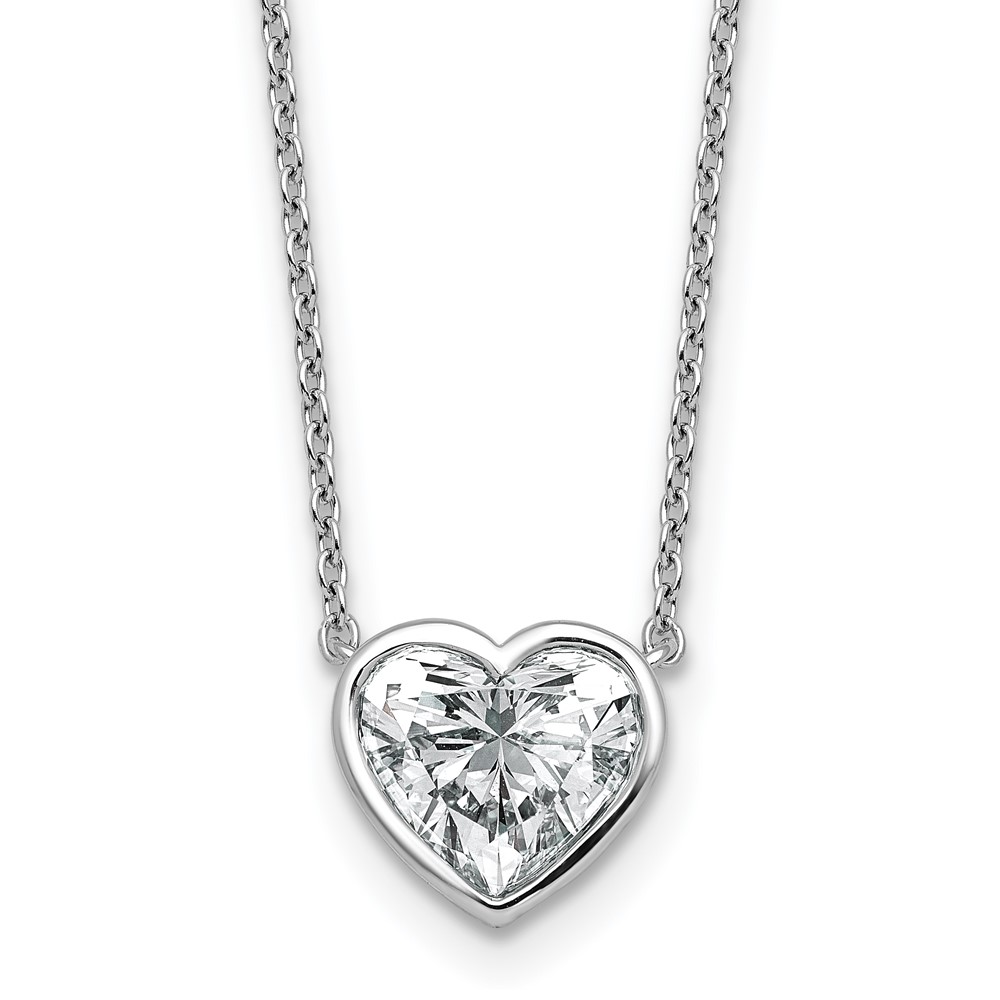 14K White Gold 2 Carat Heart Bezel Pendant Mounting
