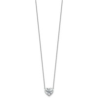 14K White Gold 2.50 Carat Certified Lab Grown Diamond VS+ F+ Heart Complete Bezel Set Solitaire Necklace, 18" view 2