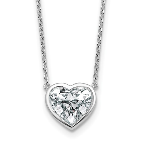 14K White Gold 2.50 Carat Heart Bezel Pendant Mounting