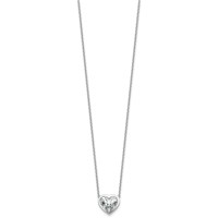 14K White Gold 3 Carat Certified Lab Grown Diamond VS+ F+ Heart Complete Bezel Set Solitaire Necklace, 18" view 2