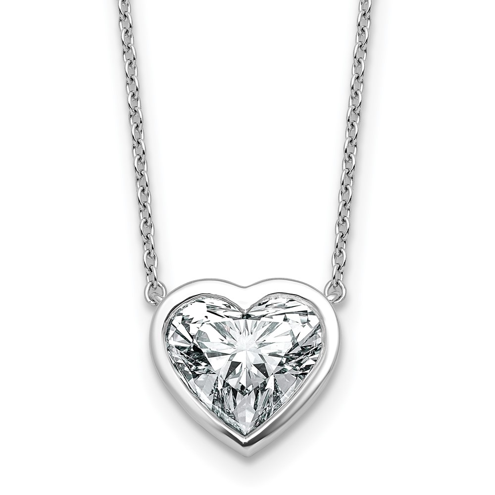 14K White Gold 3 Carat Heart Bezel Pendant Mounting