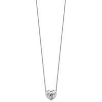 14K White Gold 4 Carat Certified Lab Grown Diamond VS+ F+ Heart Complete Bezel Set Solitaire Necklace, 18" view 2