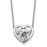 14K White Gold 4 Carat Certified Lab Grown Diamond VS+ F+ Heart Complete Bezel Set Solitaire Necklace, 18" view 1