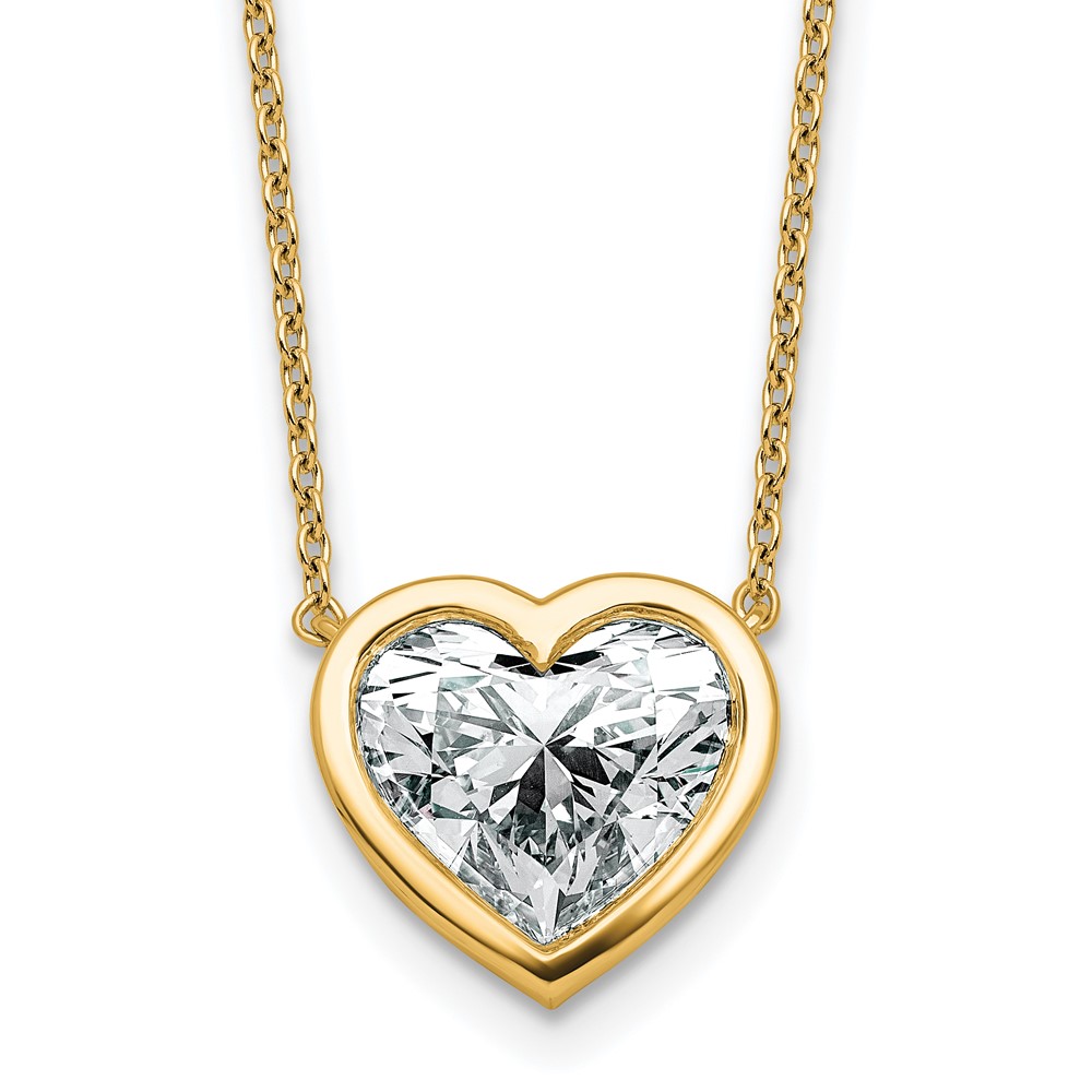 14K Yellow Gold 3 Carat Heart Bezel Pendant Mounting