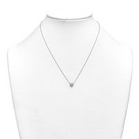 14K White Gold Lab Grown Diamond Vs+f+ Heart Bezel Pendant Necklace view 3