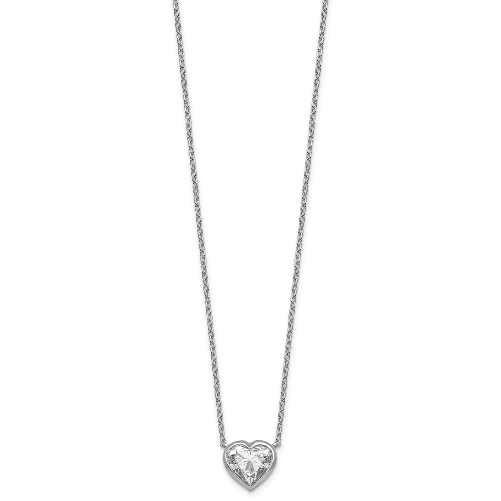 14K White Gold Lab Grown Diamond Vs+f+ Heart Bezel Pendant Necklace