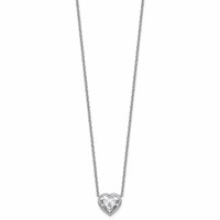 14K White Gold Lab Grown Diamond Vs+f+ Heart Bezel Pendant Necklace view 1