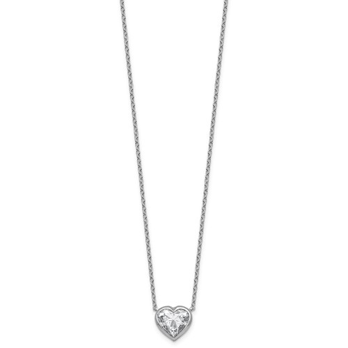 14K White Gold Lab Grown Diamond Vs+f+ Heart Bezel Pendant Necklace