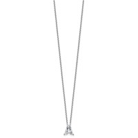 14K White Gold 2 Carat Lab Grown Diamond VS+ F+ Complete Letter a Single Stone Initial Necklace, 18" view 2
