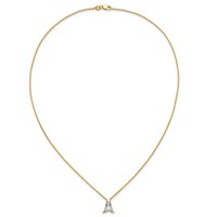 14K Yellow Gold 2 Carat Lab Grown Diamond VS+ F+ Complete Letter a Single Stone Initial Necklace, 18" view 4