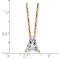 14K Yellow Gold 2 Carat Lab Grown Diamond VS+ F+ Complete Letter a Single Stone Initial Necklace, 18" view 5