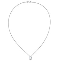 14K White Gold 2 Carat Lab Grown Diamond VS+ F+ Complete Letter B Single Stone Initial Necklace, 18" view 4