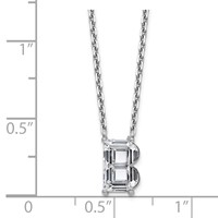 14K White Gold 2 Carat Lab Grown Diamond VS+ F+ Complete Letter B Single Stone Initial Necklace, 18" view 5