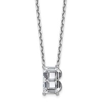 14K White Gold 2 Carat Lab Grown Diamond VS+ F+ Complete Letter B Single Stone Initial Necklace, 18" view 1
