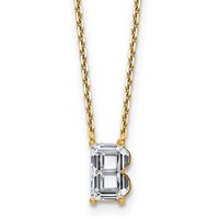 14K Yellow Gold 2 Carat Lab Grown Diamond VS+ F+ Complete Letter B Single Stone Initial Necklace, 18" view 1