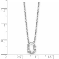 14K White Gold 1.75 Carat Lab Grown Diamond VS+ F+ Complete Letter C Single Stone Initial Necklace, 18" view 3