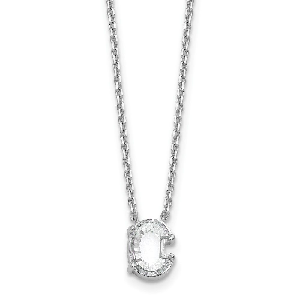 14K White Gold 1.75 Carat Lab Grown Diamond VS+ F+ Complete Letter C Single Stone Initial Necklace, 18"