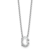14K White Gold 1.75 Carat Lab Grown Diamond VS+ F+ Complete Letter C Single Stone Initial Necklace, 18" view 1