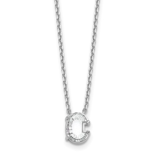 14K White Gold 1.75 Carat Lab Grown Diamond VS+ F+ Complete Letter C Single Stone Initial Necklace, 18"