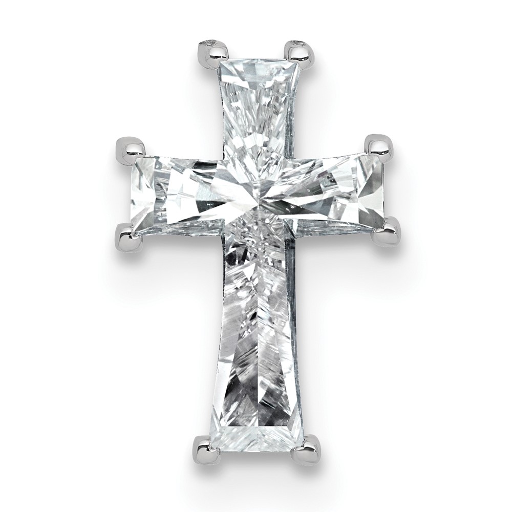 14K White Gold 3.75ct Lab Grown Diamond VS+ F+ Cross Pendant