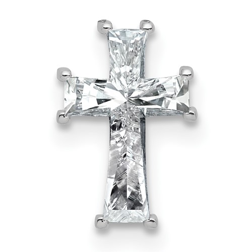 14K White Gold Holds 3.75ct Cross Pendant Mounting
