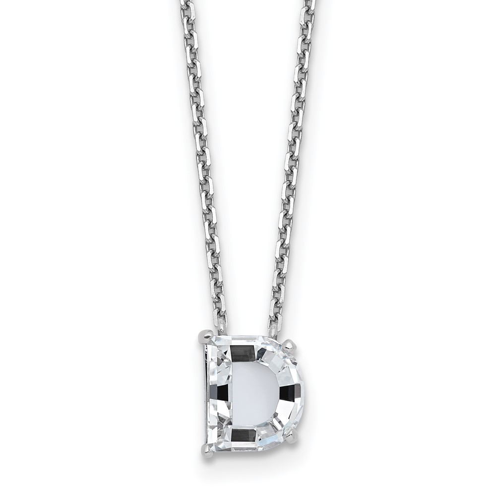 14K White Gold 2.88 Carat Lab Grown Diamond VS+ F+ Complete Letter C Single Stone Initial Necklace, 18"