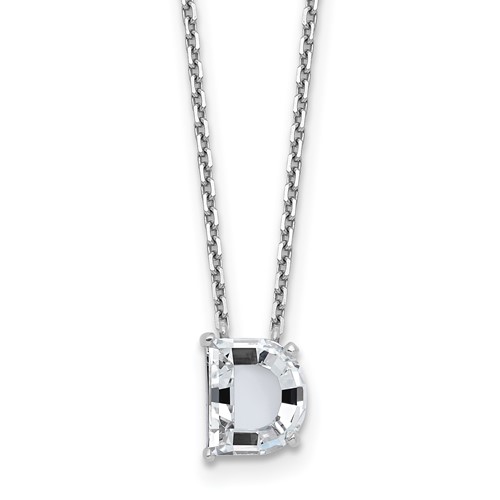 14K White Gold 2.88 Carat Lab Grown Diamond VS+ F+ Complete Letter C Single Stone Initial Necklace, 18"
