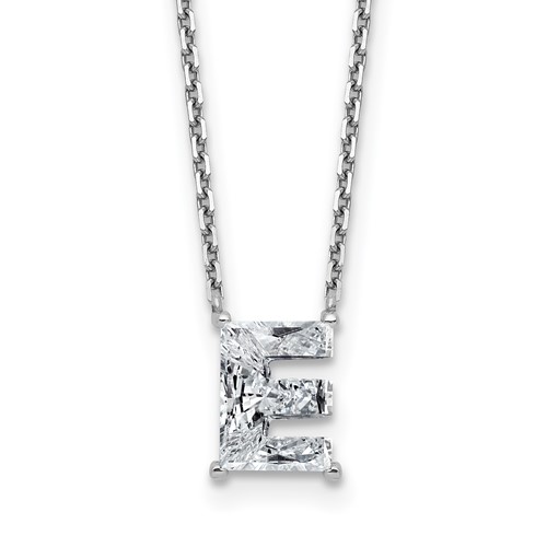 14K White Gold 1.88 Carat Lab Grown Diamond VS+ F+ Complete Letter C Single Stone Initial Necklace, 18"