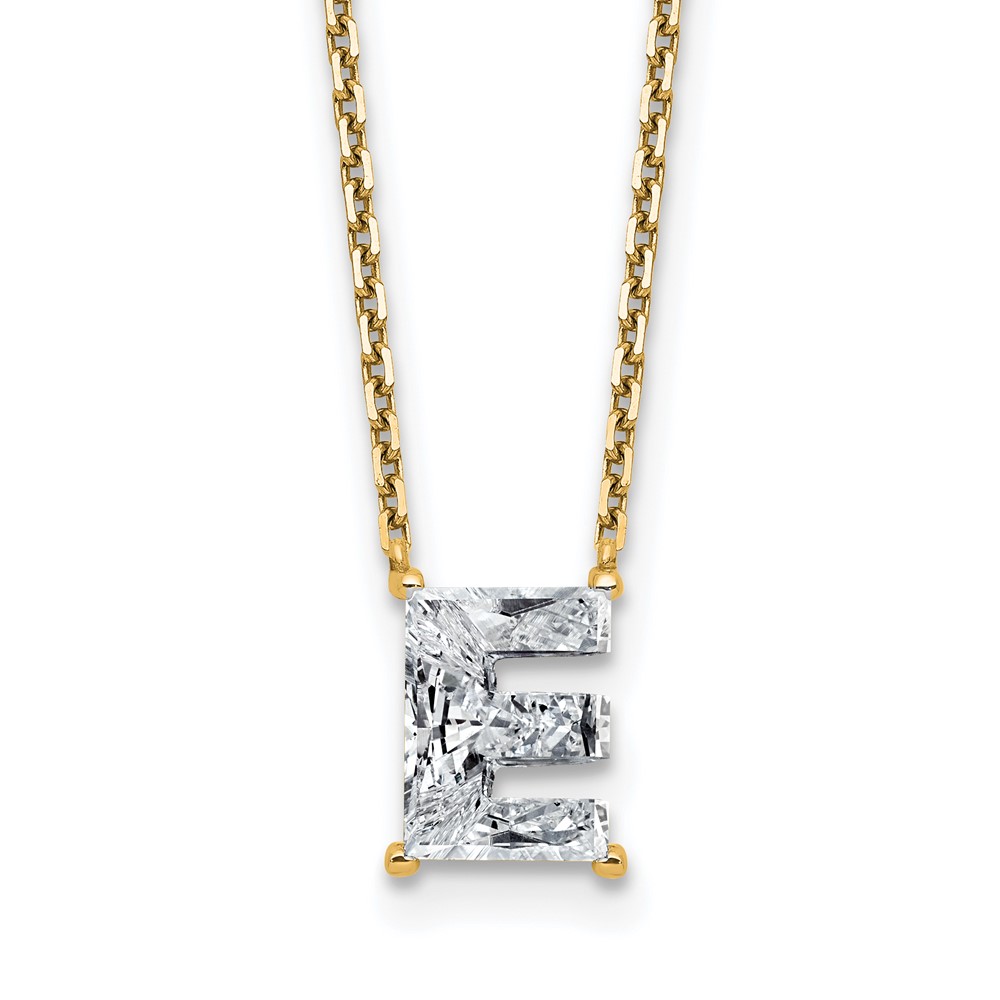 14K Yellow Gold 1.88 Carat Lab Grown Diamond VS+ F+ Complete Letter C Single Stone Initial Necklace, 18"