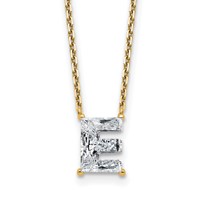 14K Yellow Gold 1.88 Carat Lab Grown Diamond VS+ F+ Complete Letter C Single Stone Initial Necklace, 18" view 1