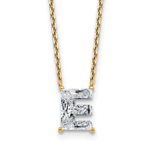14K Yellow Gold 1.88 Carat Lab Grown Diamond VS+ F+ Complete Letter C Single Stone Initial Necklace, 18"