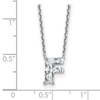 14K White Gold 1.50 Carat Lab Grown Diamond VS+ F+ Complete Letter F Single Stone Initial Necklace, 18" view 3