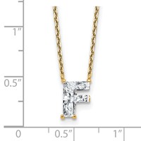 14K Yellow Gold 1.50 Carat Lab Grown Diamond VS+ F+ Complete Letter F Single Stone Initial Necklace, 18" view 3
