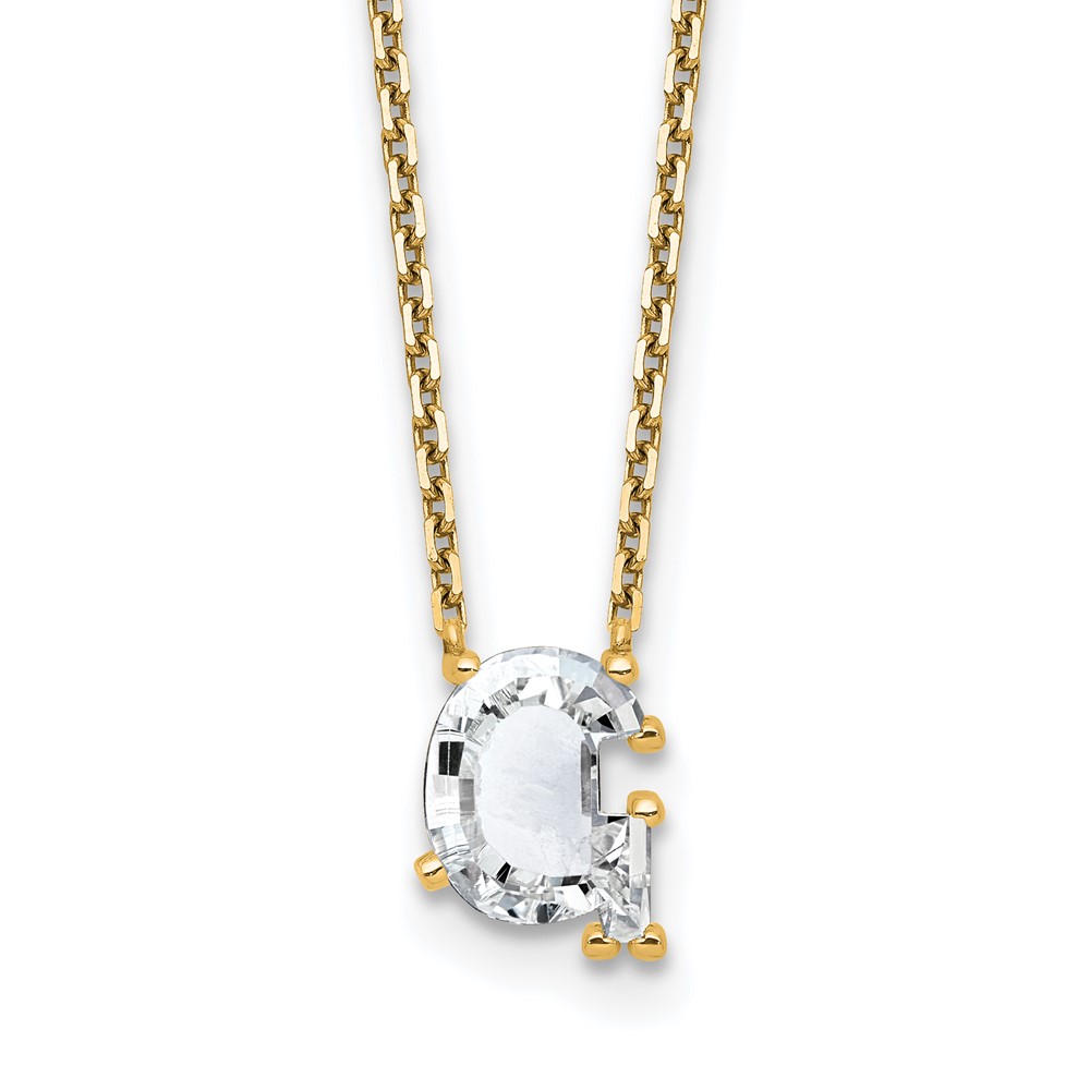 14K Yellow Gold 2.25 Carat Lab Grown Diamond VS+ F+ Complete Letter G Single Stone Initial Necklace, 18"