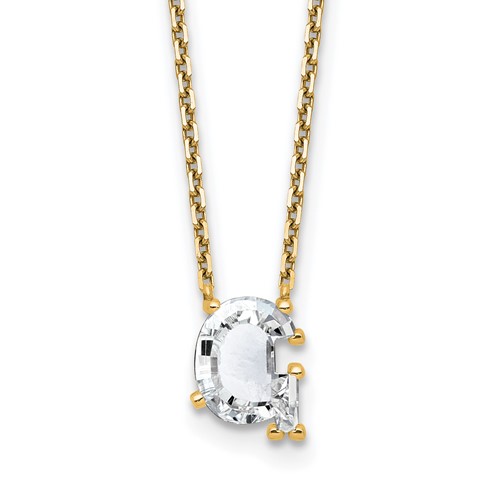 14K Yellow Gold 2.25 Carat Lab Grown Diamond VS+ F+ Complete Letter G Single Stone Initial Necklace, 18"