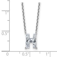 14K White Gold 1.75 Carat Lab Grown Diamond VS+ F+ Complete Letter H Single Stone Initial Necklace, 18" view 3