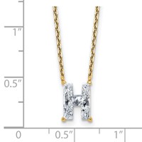 14K Yellow Gold 1.75 Carat Lab Grown Diamond VS+ F+ Complete Letter H Single Stone Initial Necklace, 18" view 3