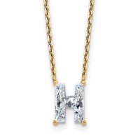 14K Yellow Gold 1.75 Carat Lab Grown Diamond VS+ F+ Complete Letter H Single Stone Initial Necklace, 18" view 1