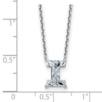 14K White Gold 1.75 Carat Lab Grown Diamond VS+ F+ Complete Letter I Single Stone Initial Necklace, 18" view 3